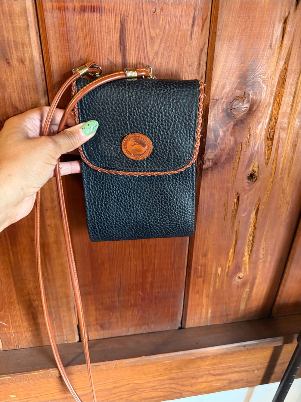Dooney & Bourke Navy Leather Crossbody with Tan Trim